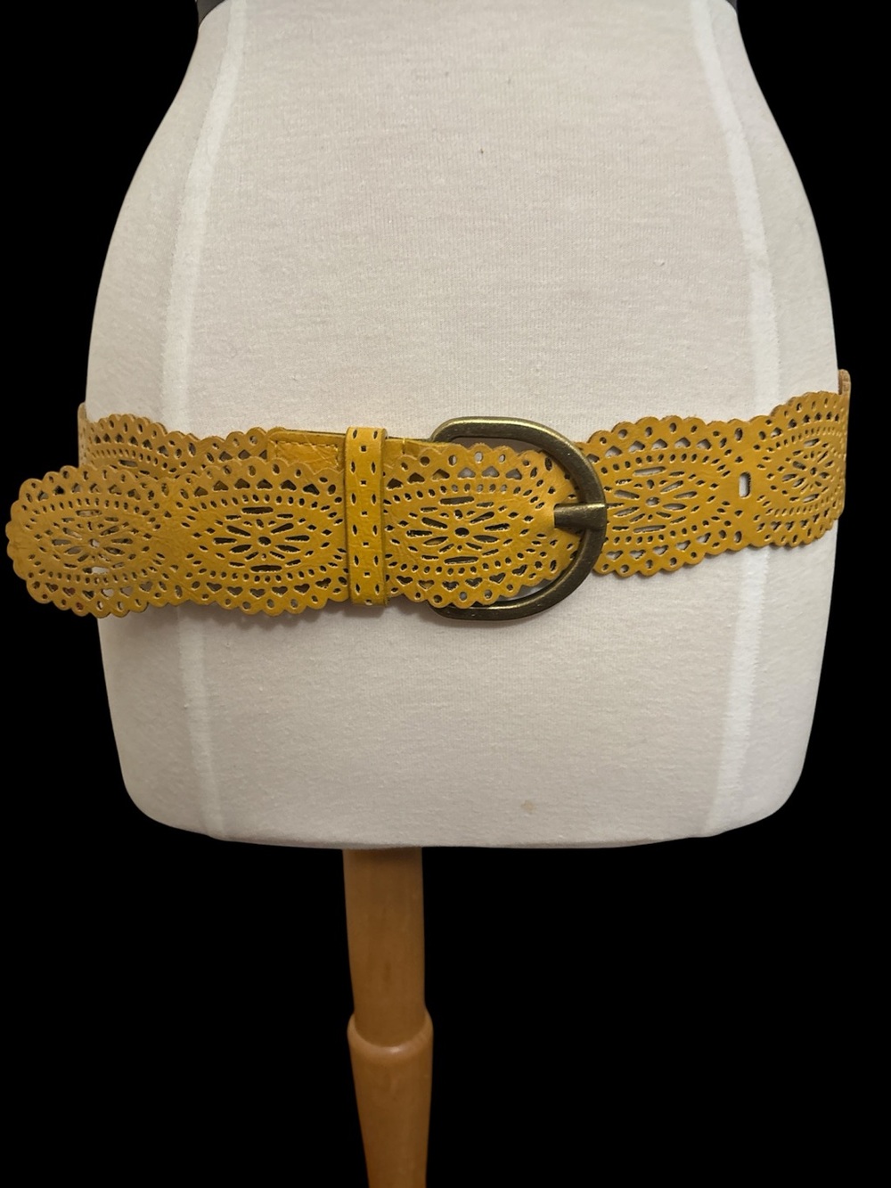 Jessica Simpson Yellow Laser Cut Belt with Buckle